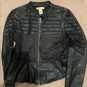Arden B faux leather and mesh jacket
